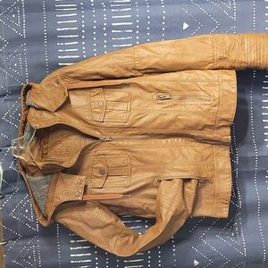 Garage military faux leather bomber